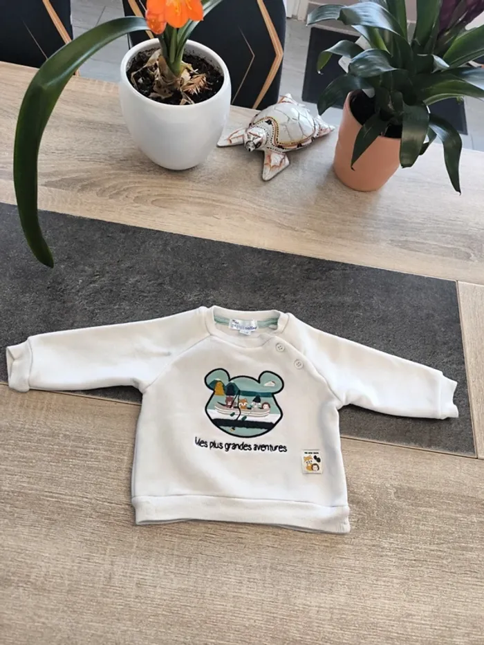 Pull doublé tout doux tout chaud garçon 6 mois Mes petits Cailloux - photo numéro 2