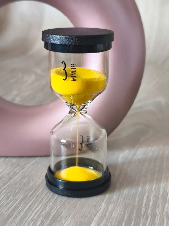 Gros sablier en verre 3 min jaune - photo numéro 3