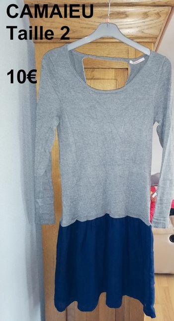 Robe bleue et grise Camaieu Taille 2
