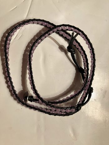 Bracelet à enrouler ou ceinture cuir et perles quartz rose