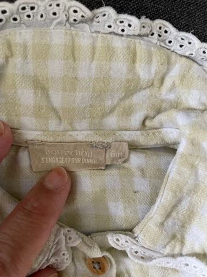 Chemise manches longues carreaux jaune et blanc Bout’Chou 6 mois - photo numéro 2
