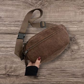 Sac banane mixte chocolat velours côtelé 