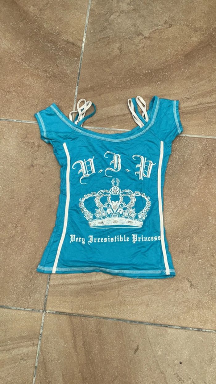 Top turquoise et blanc (n°15)