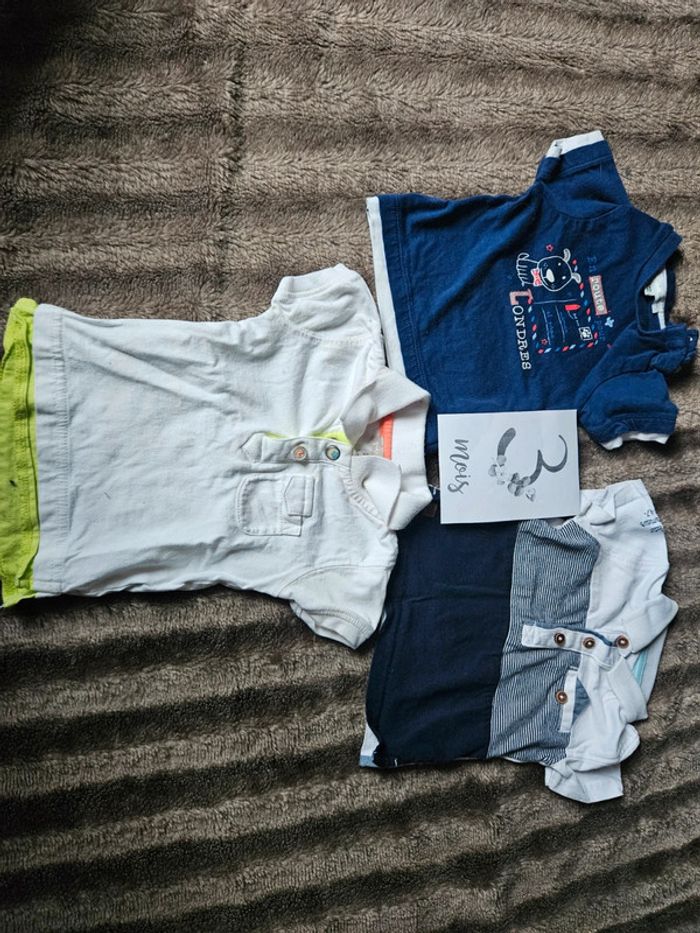 Lot 3 polos manches courtes garçon 3 mois
