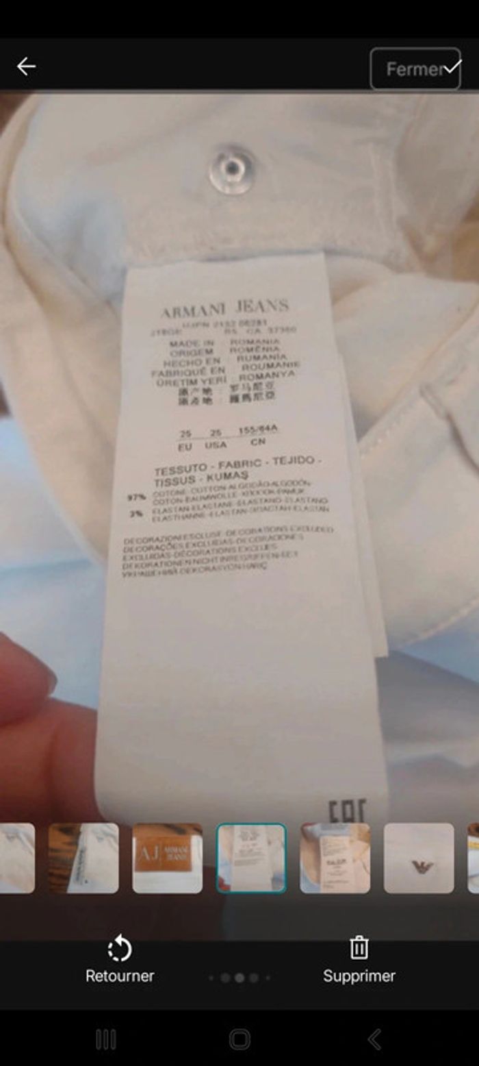 Pantalon Armani Jeans blanc taille eu 25 fr 34 - photo numéro 11