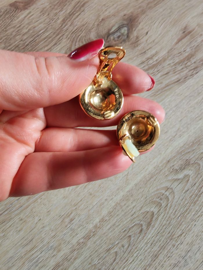 Clips d'oreilles rondes dorés strass DPR - photo numéro 5