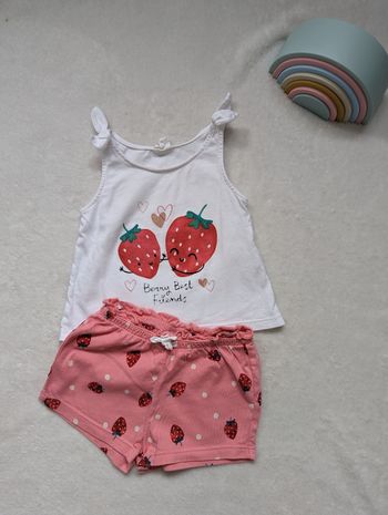 Ensemble short débardeur fraise