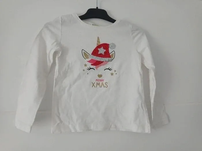 Tee-shirt fille licorne Noël Kiabi 5 ans