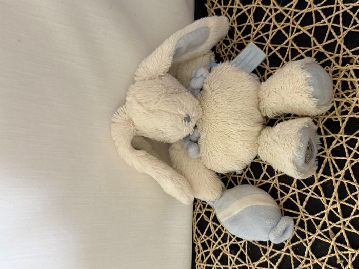 Doudou et compagnie lapin blanc bleu Bonbon miroir abimé