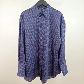 Chemise fluide imprimée géométrique violette mauve Zara – Taille S A781