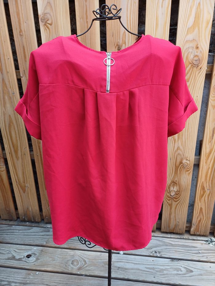 Jolie blouse à manches courtes rouge élégant Stradivarius taille L - photo numéro 7