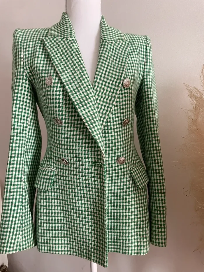 Zara veste blazer tailleur vichy à boutonnage croisé taille XS - photo numéro 4