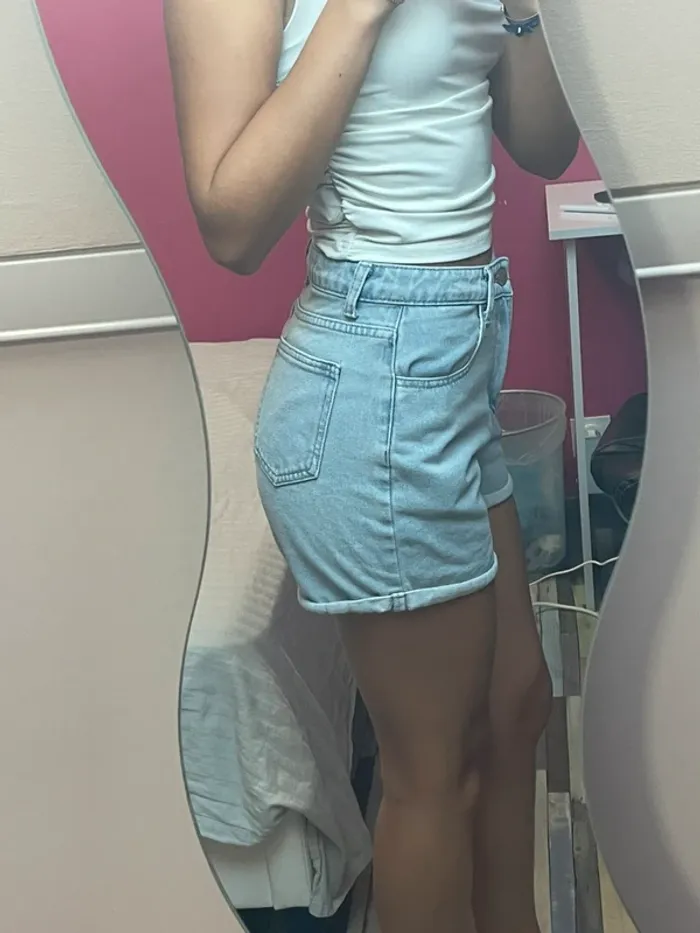 Short en jean taille haute - photo numéro 5