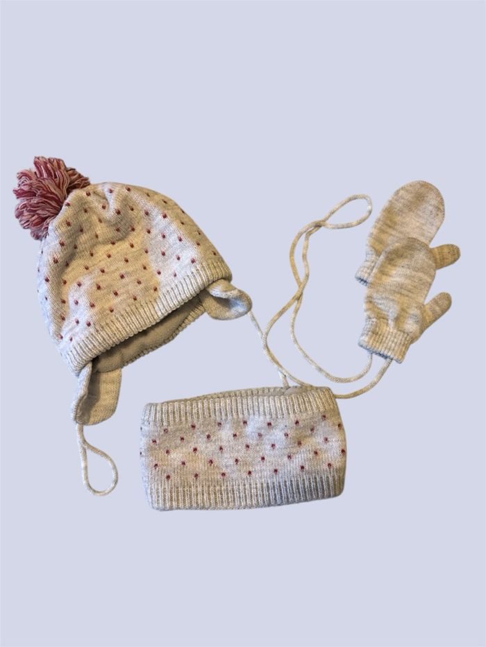 Ensemble bonnet, cache cou, moufle fille – 18/36 mois – Auchan