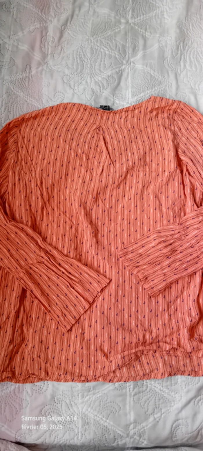 Tunique manches pagodes motif texte corail femme 42 esmara - photo numéro 11