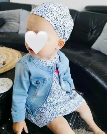 Ensemble complet robe + veste en jean + bandana assorti 6/9 mois - 3 Pommes