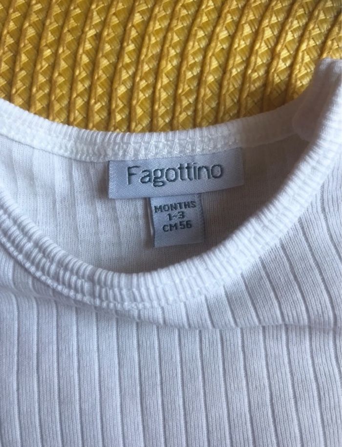 Body blanc rayure fagottino 1/3 mois - photo numéro 3