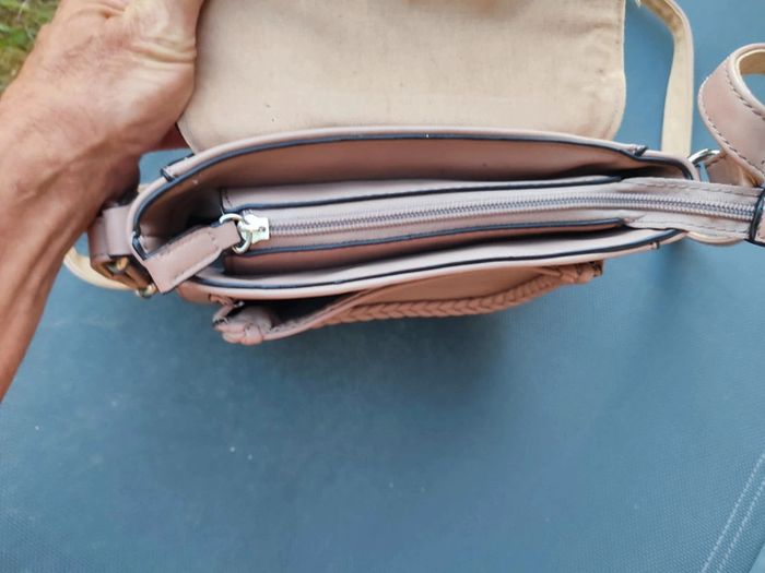 Sac bandoulière beige/mauve Aquarelle - photo numéro 4