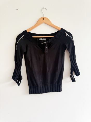 Pull manches 3/4 noir avec détail rock Joséphine Paris taille 36 S