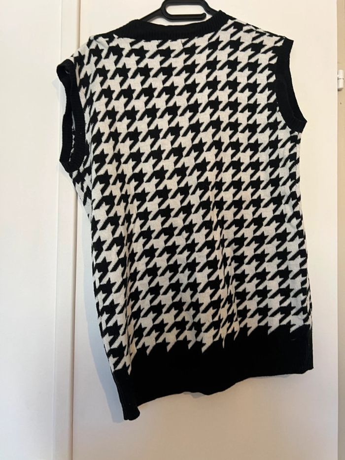 Pull sans manches à carreaux motif pied-de-poule - photo numéro 4