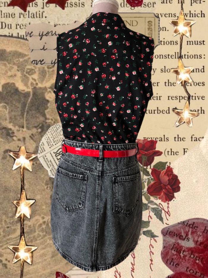 🖤🌹 Aesthetic Y2K pop rock rockabilly outfit set ,lot tenue jupe et chemise sans manches🌹🖤 - photo numéro 3