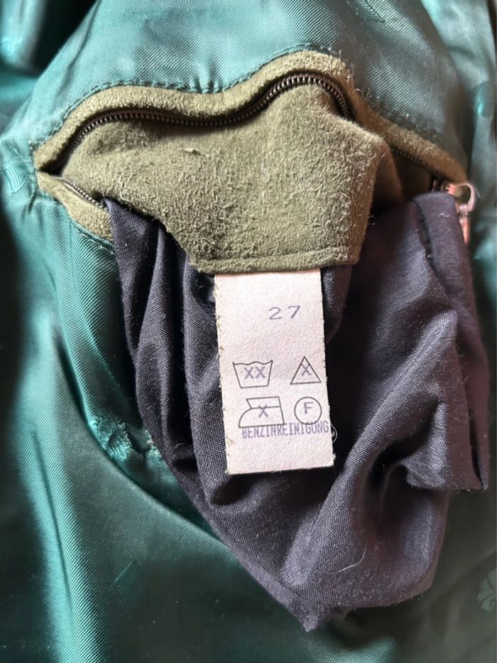 🌲Veste blazer cuir daim vert sapin vintage autrichien trachten suede leather blazer🌲 - photo numéro 15
