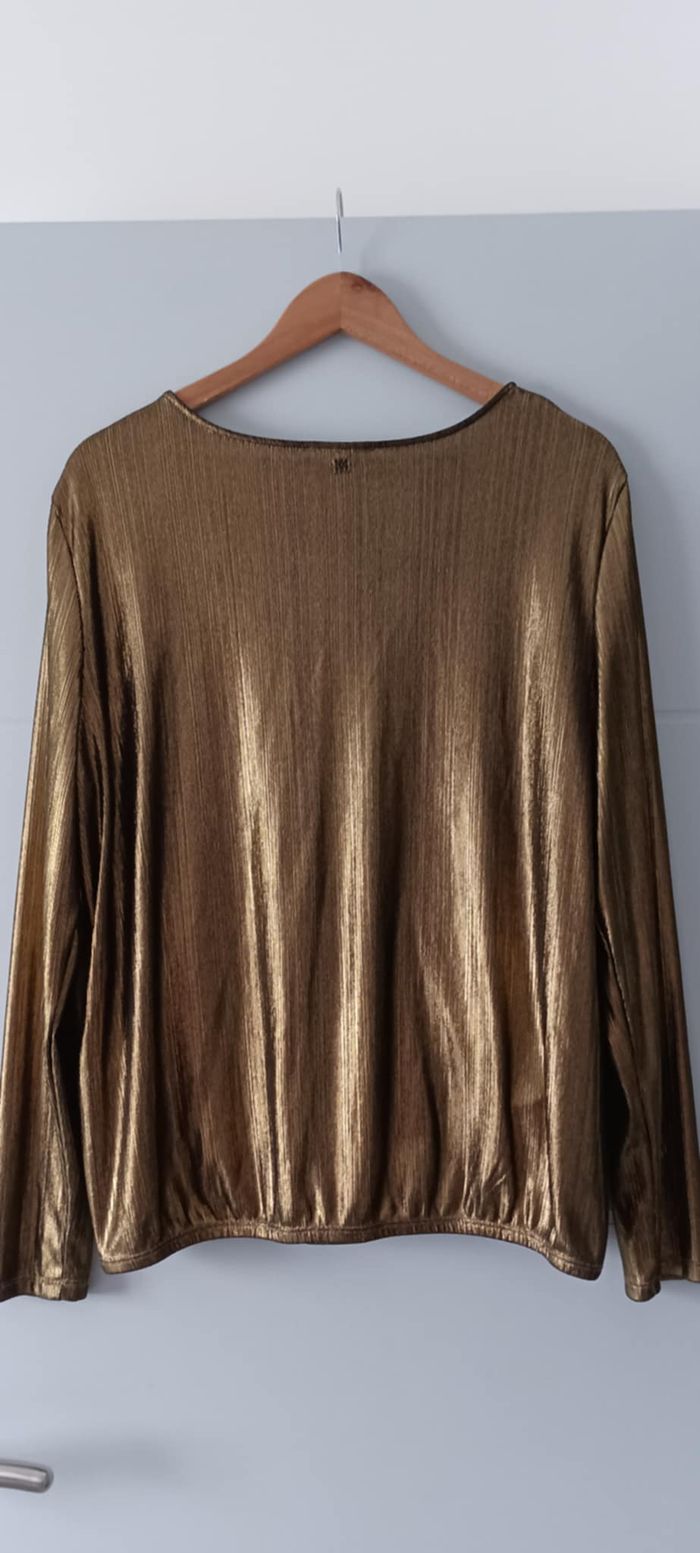 Blouse dorée manches longues col V "Bonobo" Taille XL - photo numéro 5