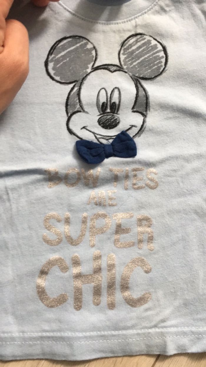 T-shirt bleu Mickey 6 mois Disney - photo numéro 3