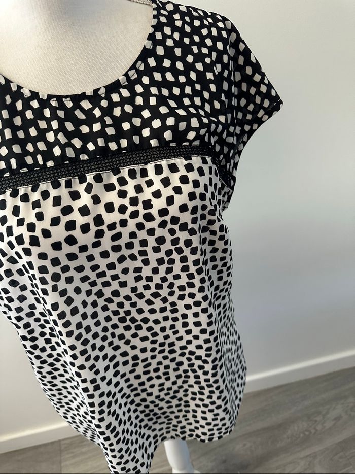 Blouse bariolée noire et blanche Mona T40 L - photo numéro 3