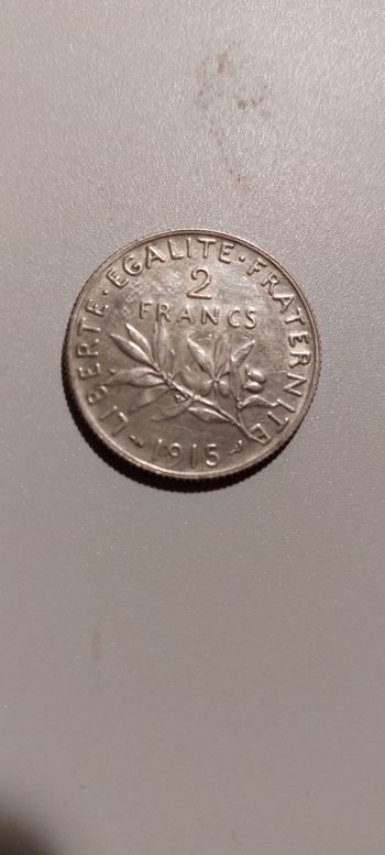 Pièce Argent de 1915 Semeuse de 2 Francs