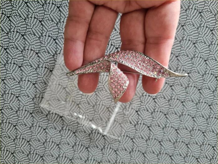 Broche feuille strass rose - photo numéro 2