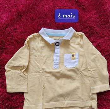 Polo manches longues Vertbaudet jaune rayé - 6 mois (67 cm)