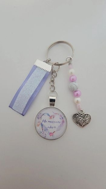 Cadeau marraine, porte clé message bijoux de sac " marraine adorée "