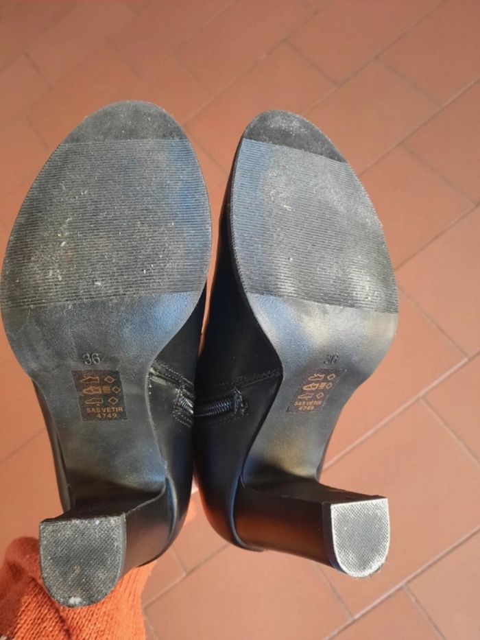 Bottines à talon noires en cuir 36 - photo numéro 6