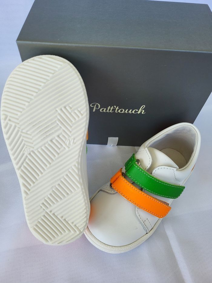 Chaussures Tennis garçon en cuir blanc/orange P22 - photo numéro 3