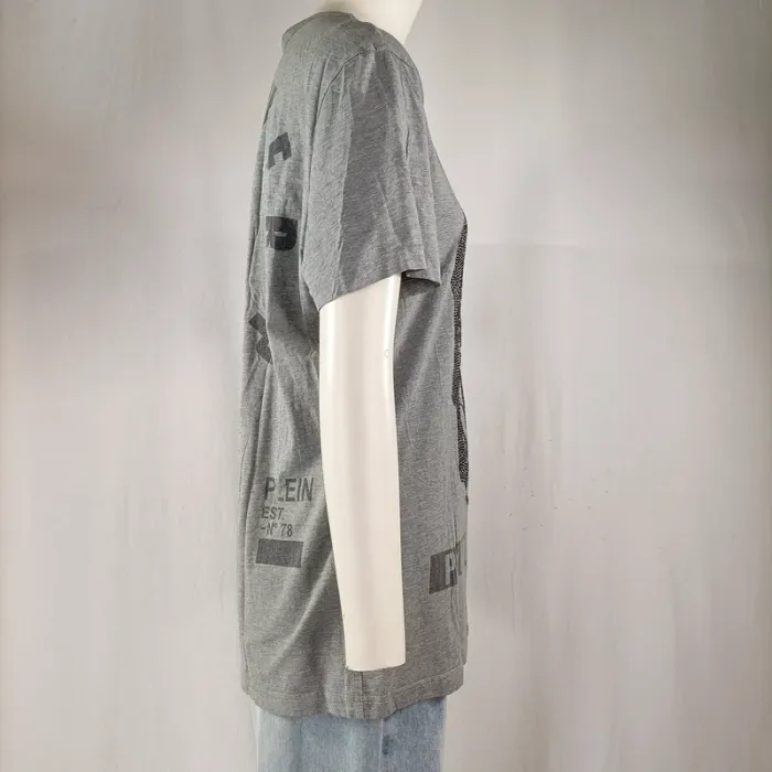 tshirt philipp plein vintage crâne gris coton L - photo numéro 5