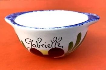 Bol à oreilles Faïence à décor floral Salins-les-Bains