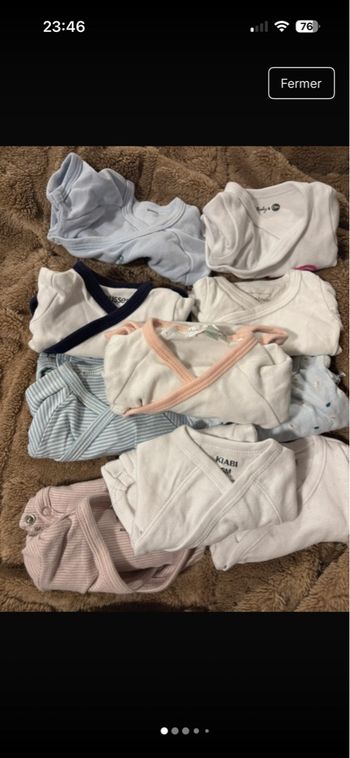 Lots de 10 bodys 0 mois 