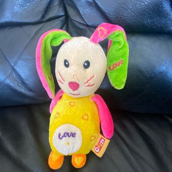 PELUCHE DOUDOU 1 ER AGE LAPIDOU DE FIZZY TETE GRELOT,OREILLES QUI CRAQUENT 20CM
