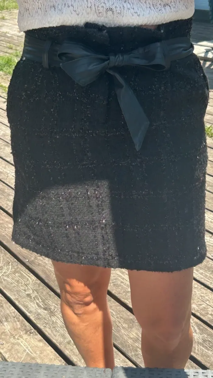 Jupe Kaporal Noire chic effet Tweed