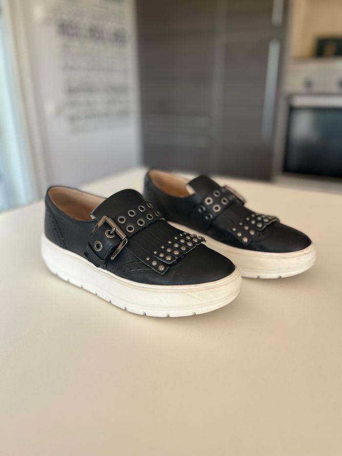 Mocassins femme cuir noir très confortables Geox respira 38