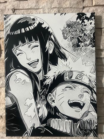 Tableau Naruto & Hinata – Couple complice – Naruto en toile 30x40cm
