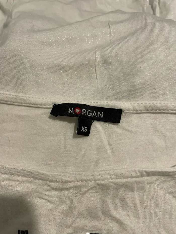 T-shirt à manches courtes blanc motif noir las Vegas Hollywood Morgan taille XS - photo numéro 6