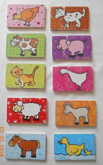 Puzzle animaux double face carton autocorrectif
