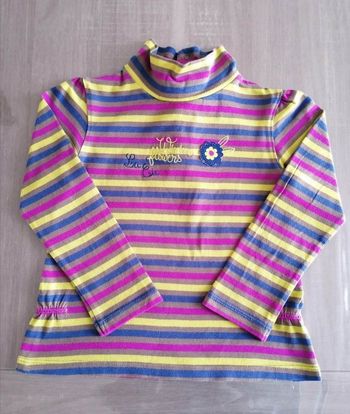 T. Shirt manches longues col montant rayé 4 ans