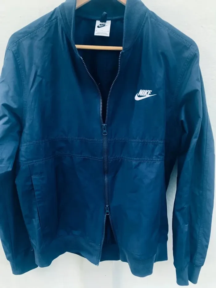 Nike Full Zip Bomber Jacket Navy blue Mens M - photo numéro 6