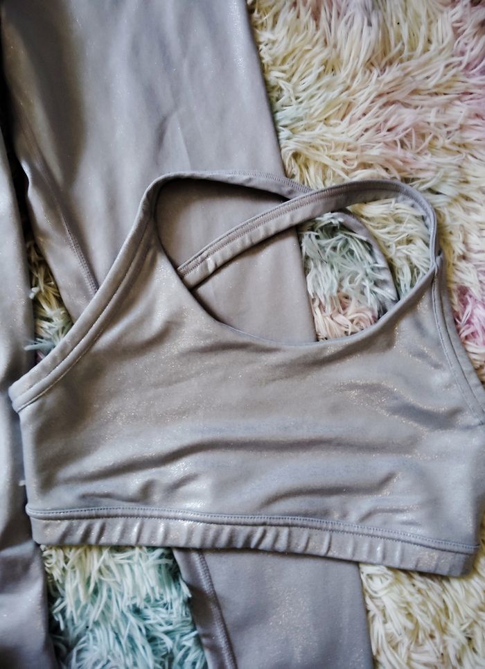 Ensemble zumba s or argent fitness danse brillant - photo numéro 2