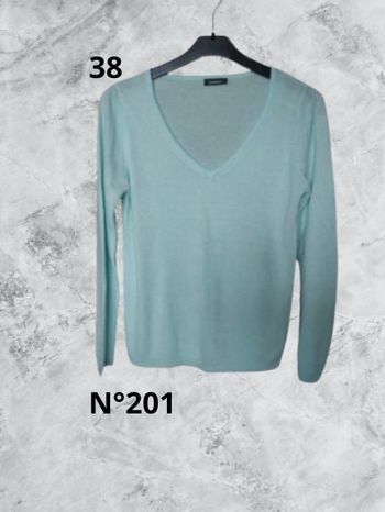 N°201 Pull vert menthe T38. Inextenso.