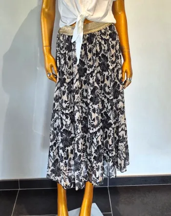 Jupe Longue Noire et Blanche Femme Taille Unique