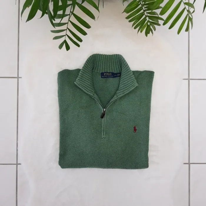Pull Camionneur half demi zip Ralph Lauren L Vert